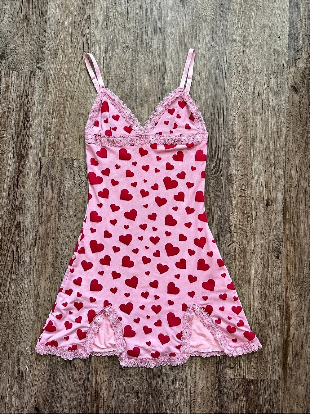 Sugar Thrillz Feelin' Lovesick Slip Dress Pink & Red XS